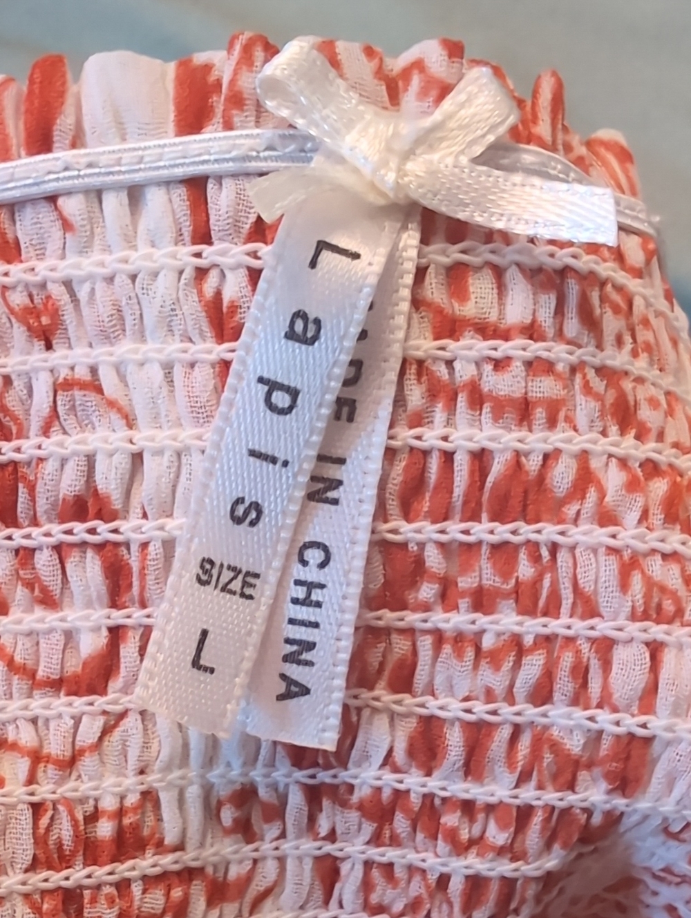 Paisley Midi Skirt Orange White Size Large Boho Beach Summer Asymmetrical - Picture 7 of 8